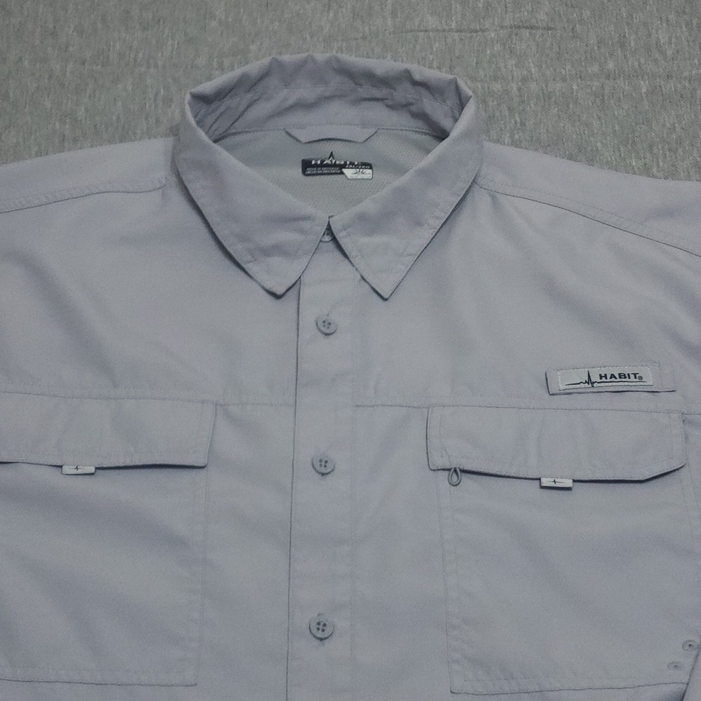 Habit Fishing Shirt Mens 2XL Harbor Mist Gray Long Sleeve UV Protection Sun 2X